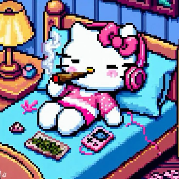 Hello Kitty smoking